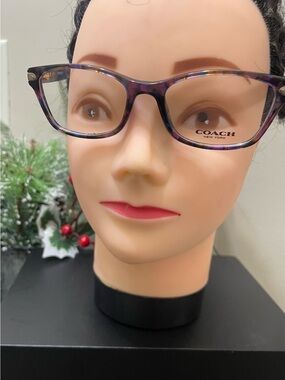 Coach Women’s Purple Tortoiseshell Cat-Eye Eyeglass Frames